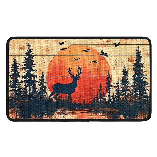 Worltoldb Forest Sunset Animals Door Mat Indoor Outdoor Entrance Floor Mats Non-Slip Washable Decor Rugs 27x15 Inch