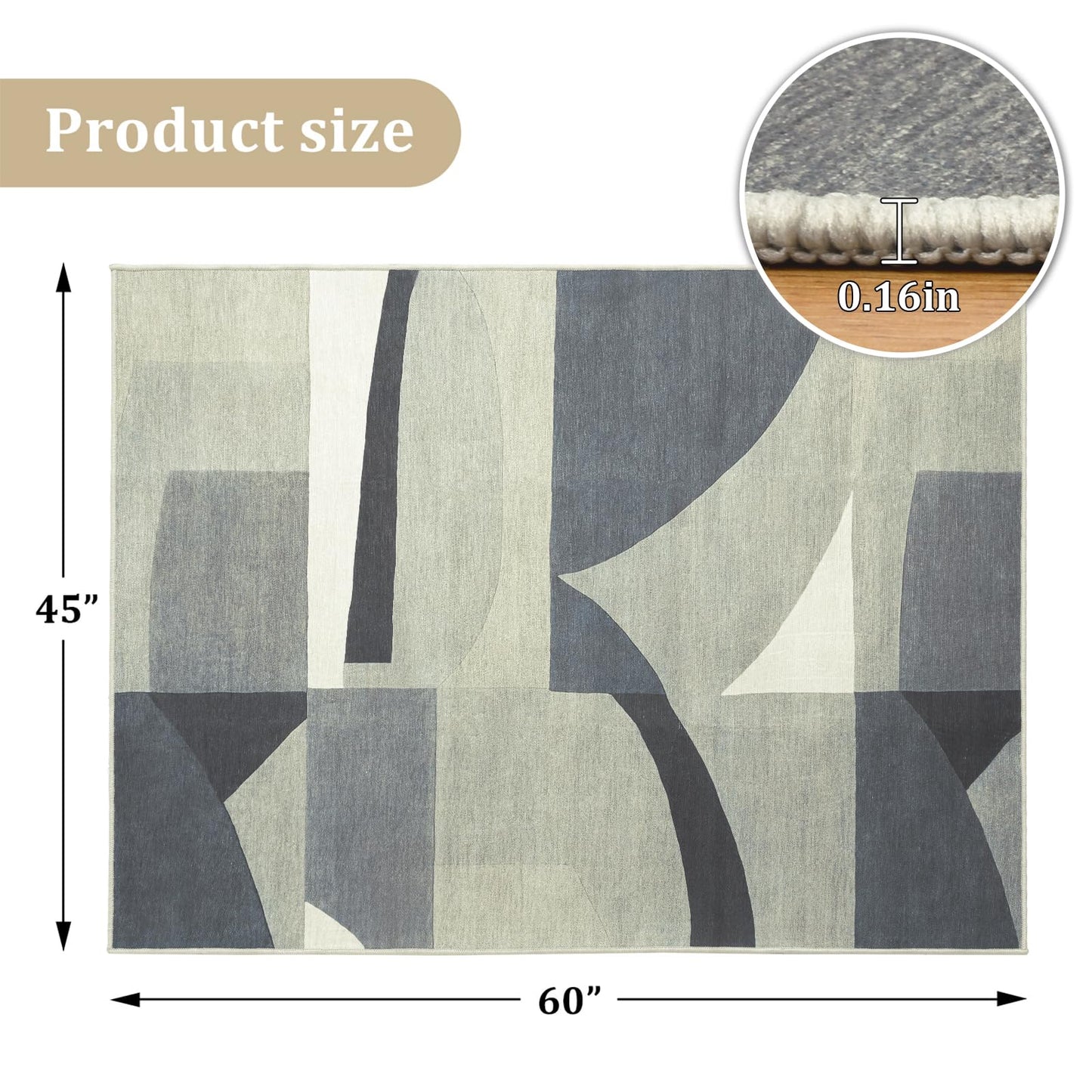 Office Chair Mat for Hardwood Floor, 60"x45" Easy Glide Computer Desk Mat Protector for Rolling Chair Under Desk Rug Nonslip Backing, Machine Wash, (Modern)