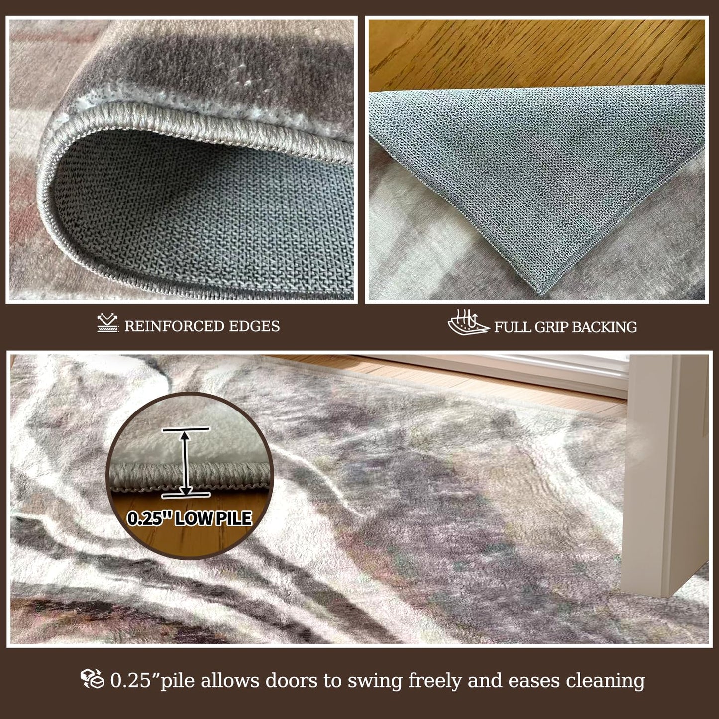RICKY SERRA 2x3 Washable Doormat, Non-Slip Rug for Front Door, Bathroom & Kitchen - Low Pile Indoor/Outdoor Mat with Rubber Backing, Modern House Design