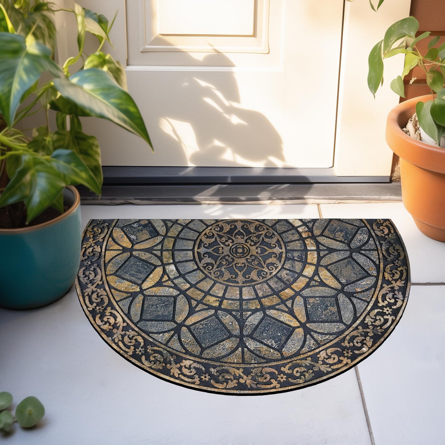 CHICHIC Entrance Door Mat Large 18 x 30 Inch Entry Way Doormat Front Door Rugs Outdoors Heavy Duty Welcome Mat Non Slip Rubber Back Low Profile for Garage, Patio, High Traffic Area, Grey