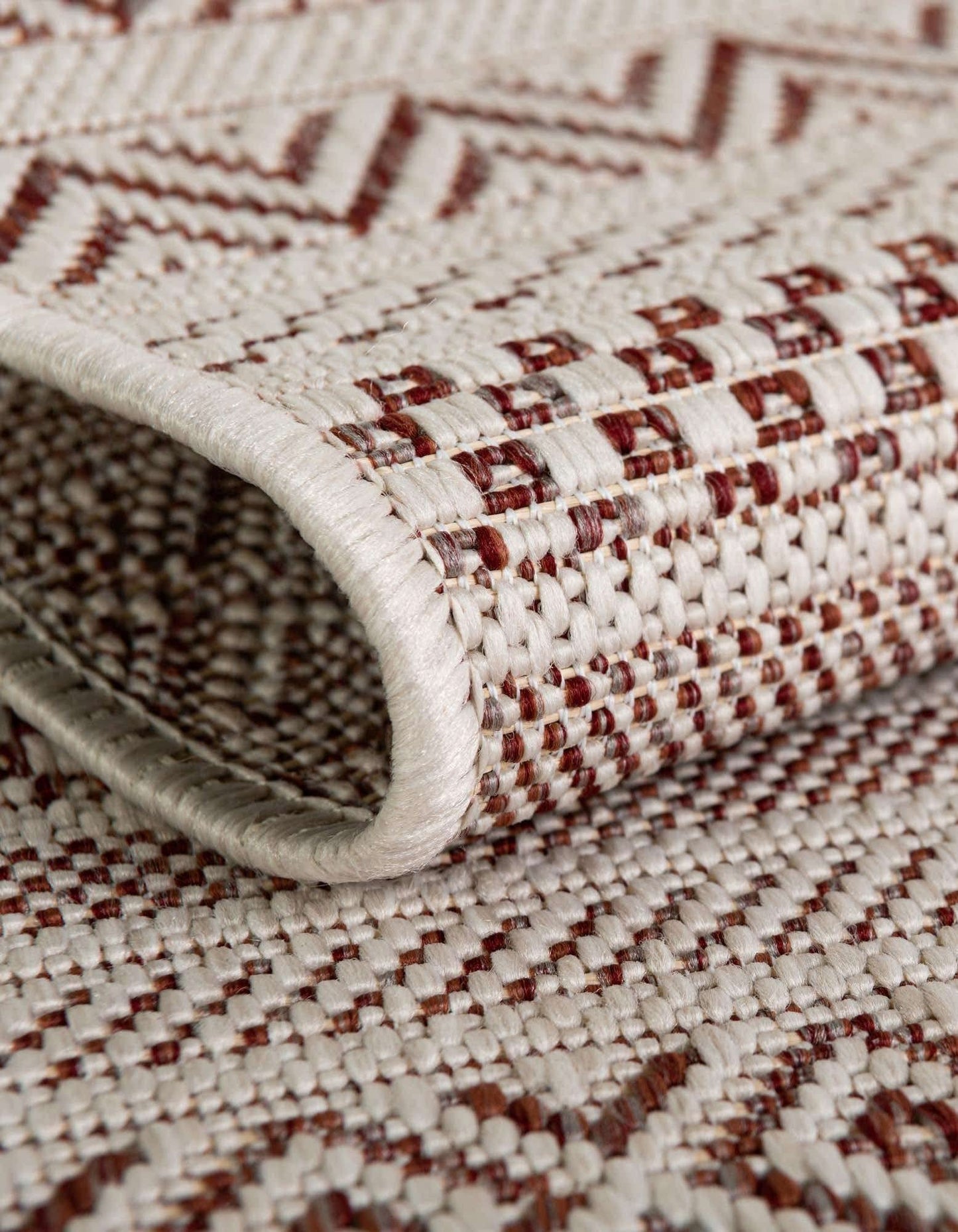 Unique Loom Outdoor Striped Collection Area Rug - Maia (10' Square, Red/Ivory)
