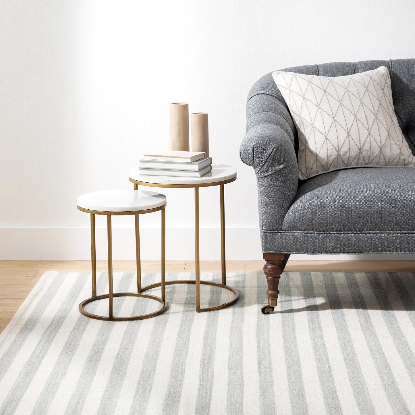 Home Conservatory Ladder Stripe Grey/Ivory Handwoven Wool 2.5 X 8 Feet, Grey/Ivory Stripe Pattern