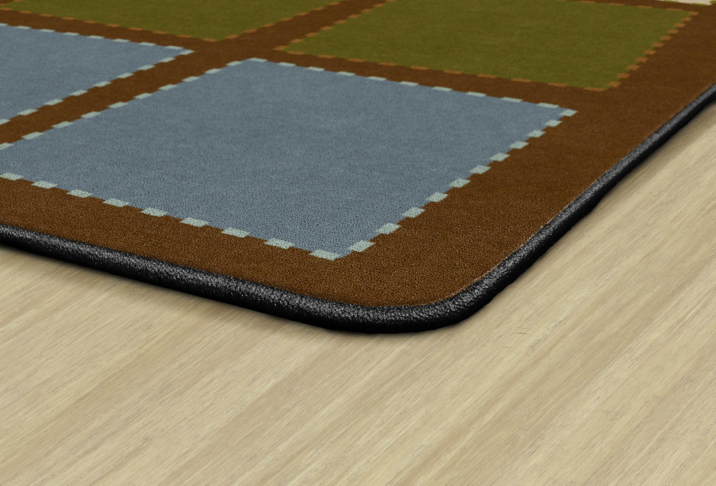 Flagship Carpets Quilted Seating Classroom Educational Area Rug for Kids and Teachers, Durable Quality for Schools, Preschool, Daycare, Learning Centers, and Home, 7'6" x 12' - Earthtone
