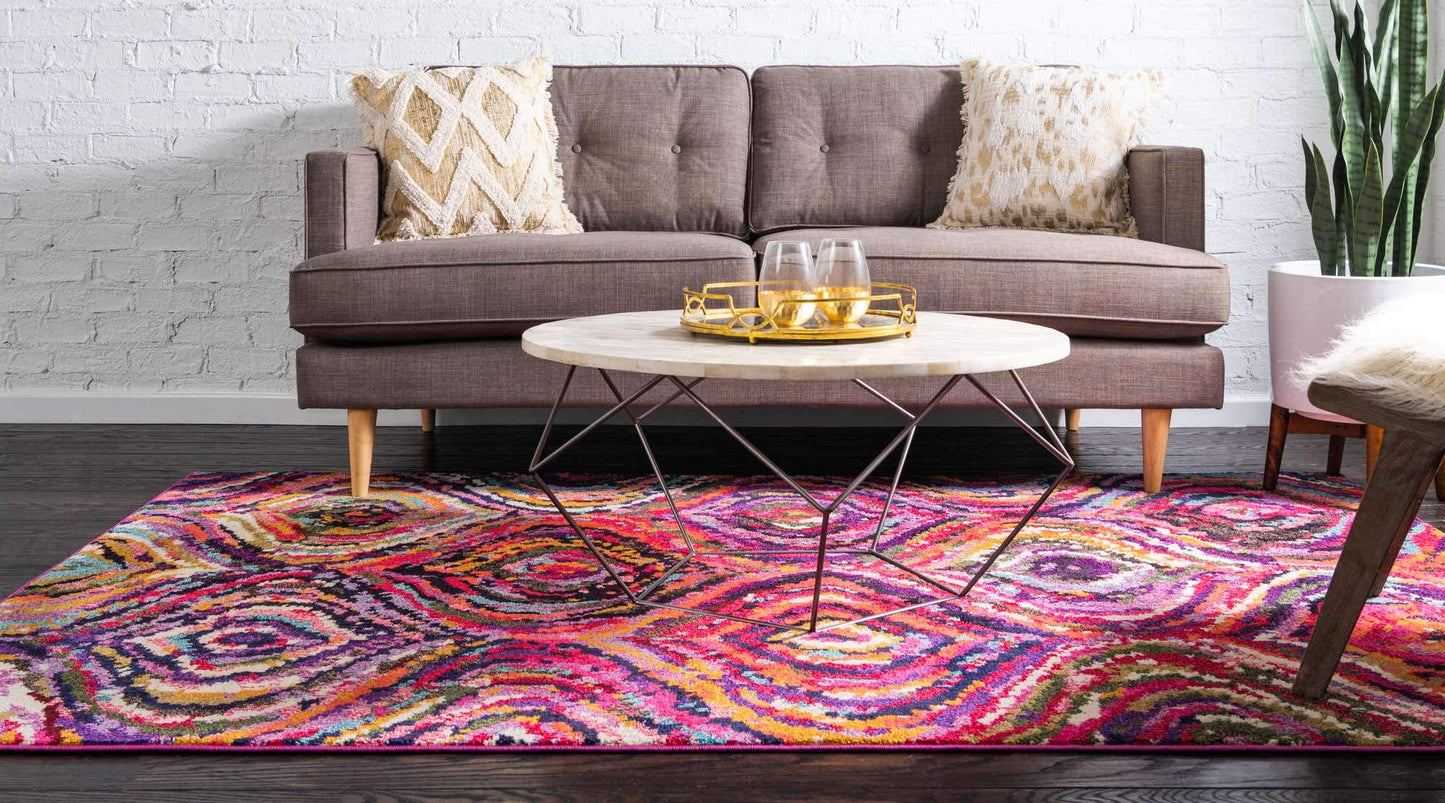 Unique Loom Estrella Collection Colorful, Abstract, Geometric, Gradient, Modern Area Rug (3' 3 x 5' 3 Rectangular, Multi/Pink)
