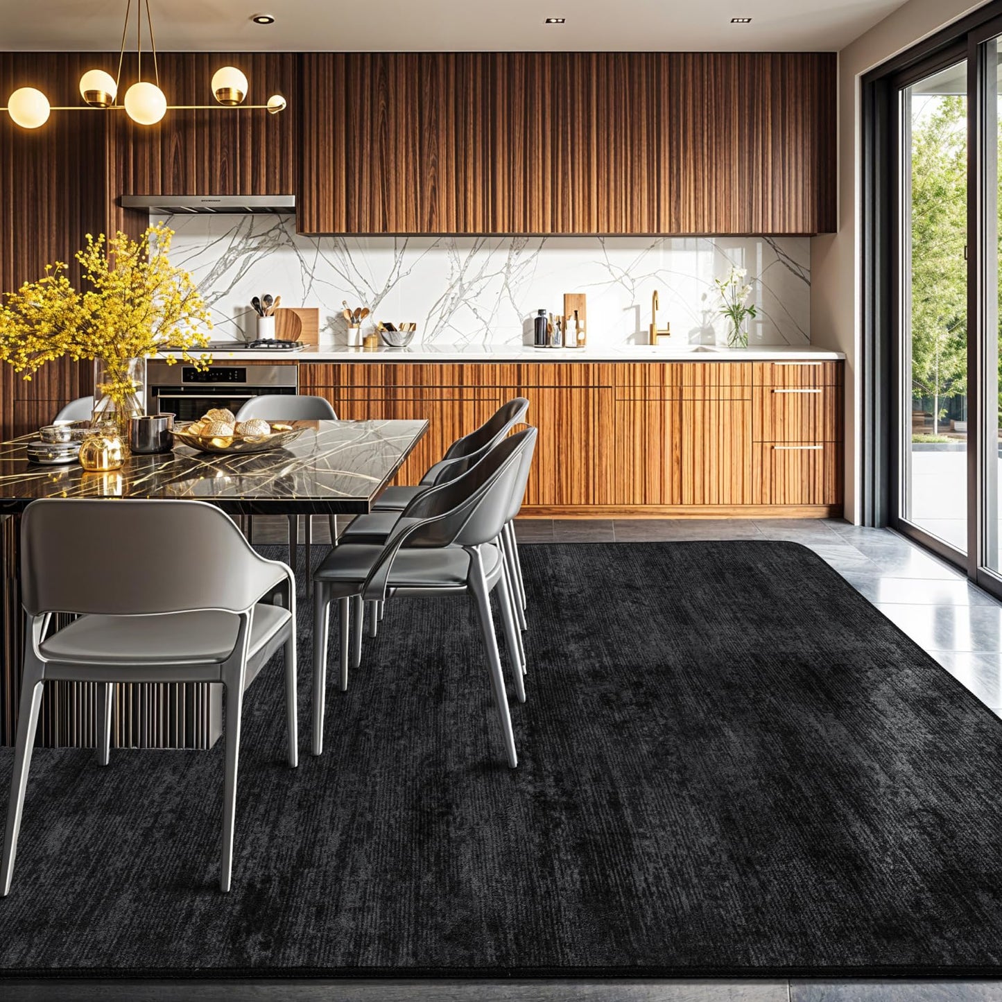 LIANLAM Washable Rug 6x9 Area Rugs for Living Room - Stain Resistant Non-Slip Backing Boho Rug for Bedroom,Durable & Ultra-Thin Vintage Large Area Rug(6x9,Black)