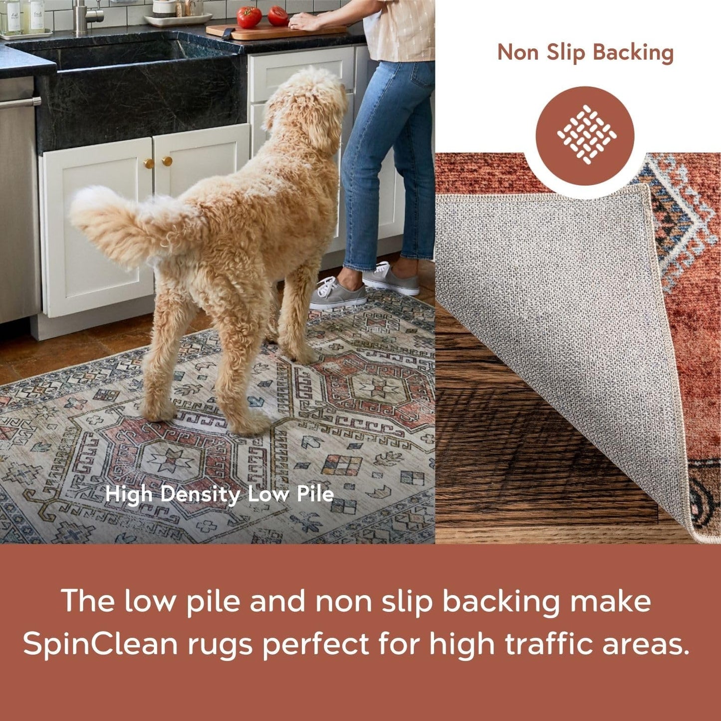 nuLOOM Elspeth Casual Faded Machine Washable Area Rug, 5x8, Charcoal