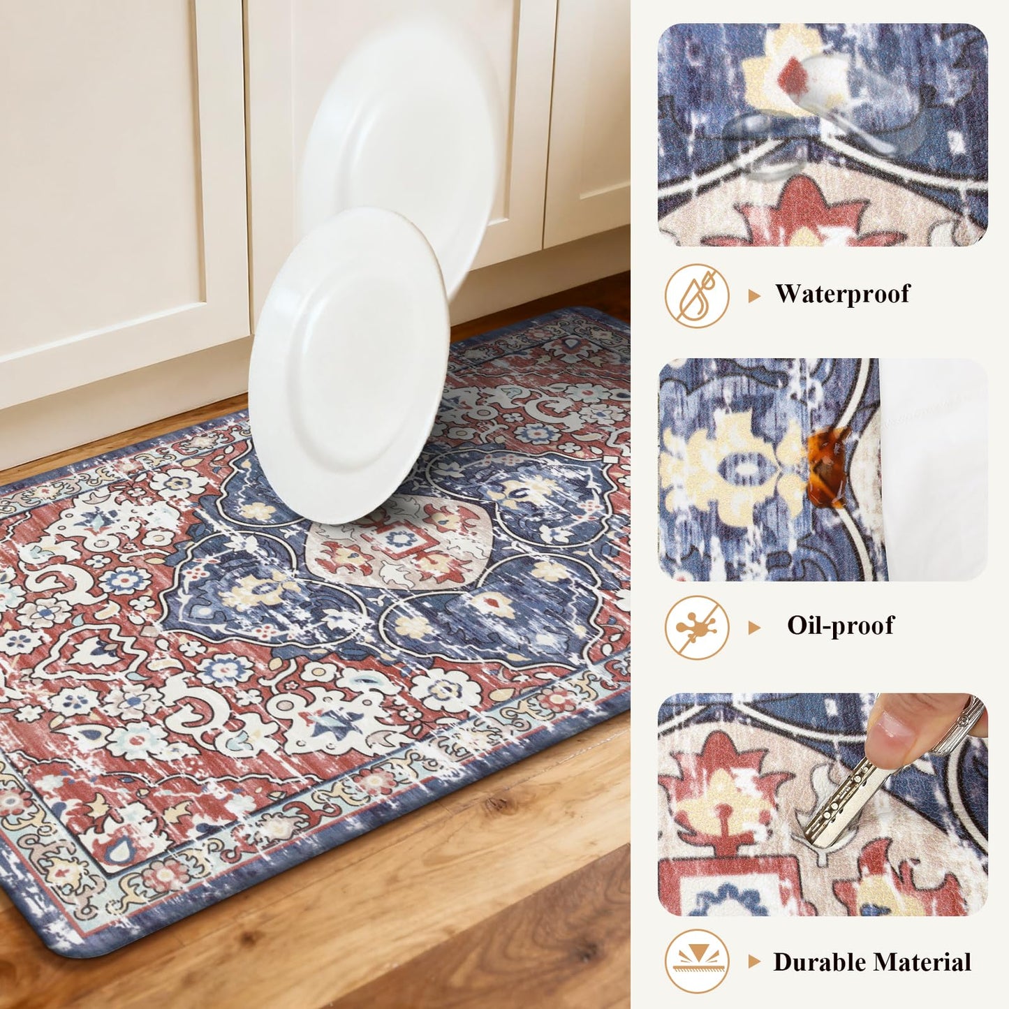 Ileading Anti Fatigue Kitchen Rugs Sets of 2 Cushioned Kitchen Mats for Floor Waterproof Kitchen Mat Set Non Slip Comfort Standing Mat for Kitchen, Office, Sink, Laundry