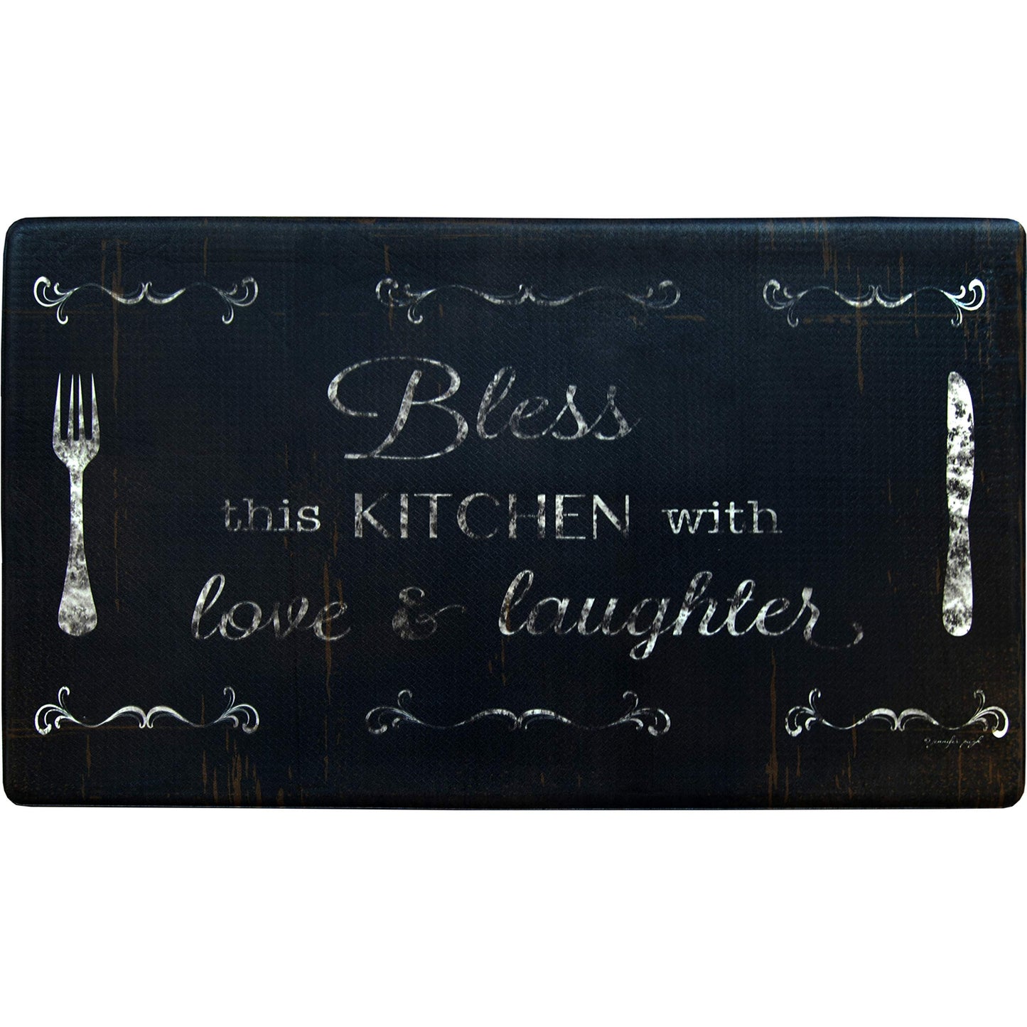 J&V TEXTILES Anti Fatigue Kitchen Mat - Kitchen Mat Cushioned Anti Fatigue, Kitchen Floor Mats Cushioned, Non Slip Waterproof Mat Standing Desk, 20x36x1/2 inches (Bless This Kitchen)