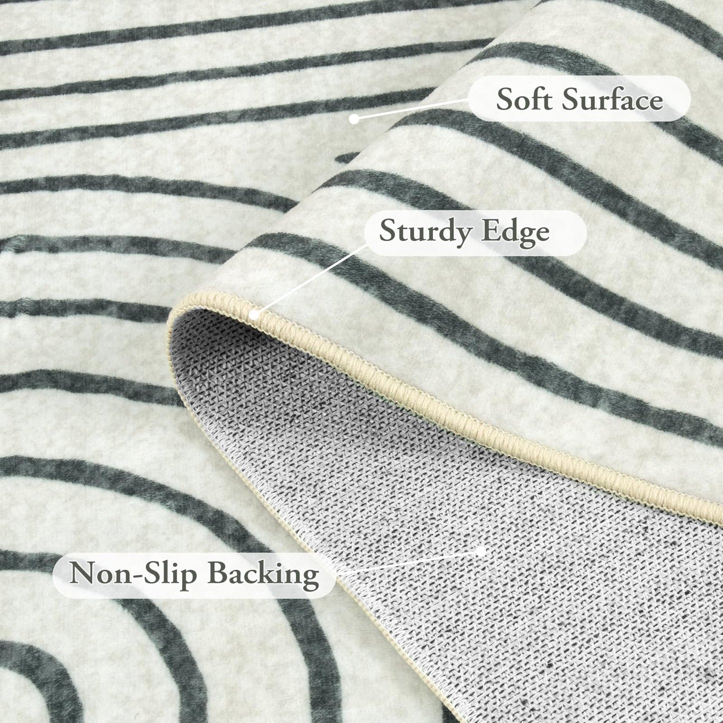 Lahome Abstract 8x10 Area Rugs for Living Room Bedroom, SoftWashable Rugs 8x10, Ultra-Thin Non-Slip Modern Dining Room Rug Non-Shedding Accent Carpet for Office Darrell (8x10ft,Black)