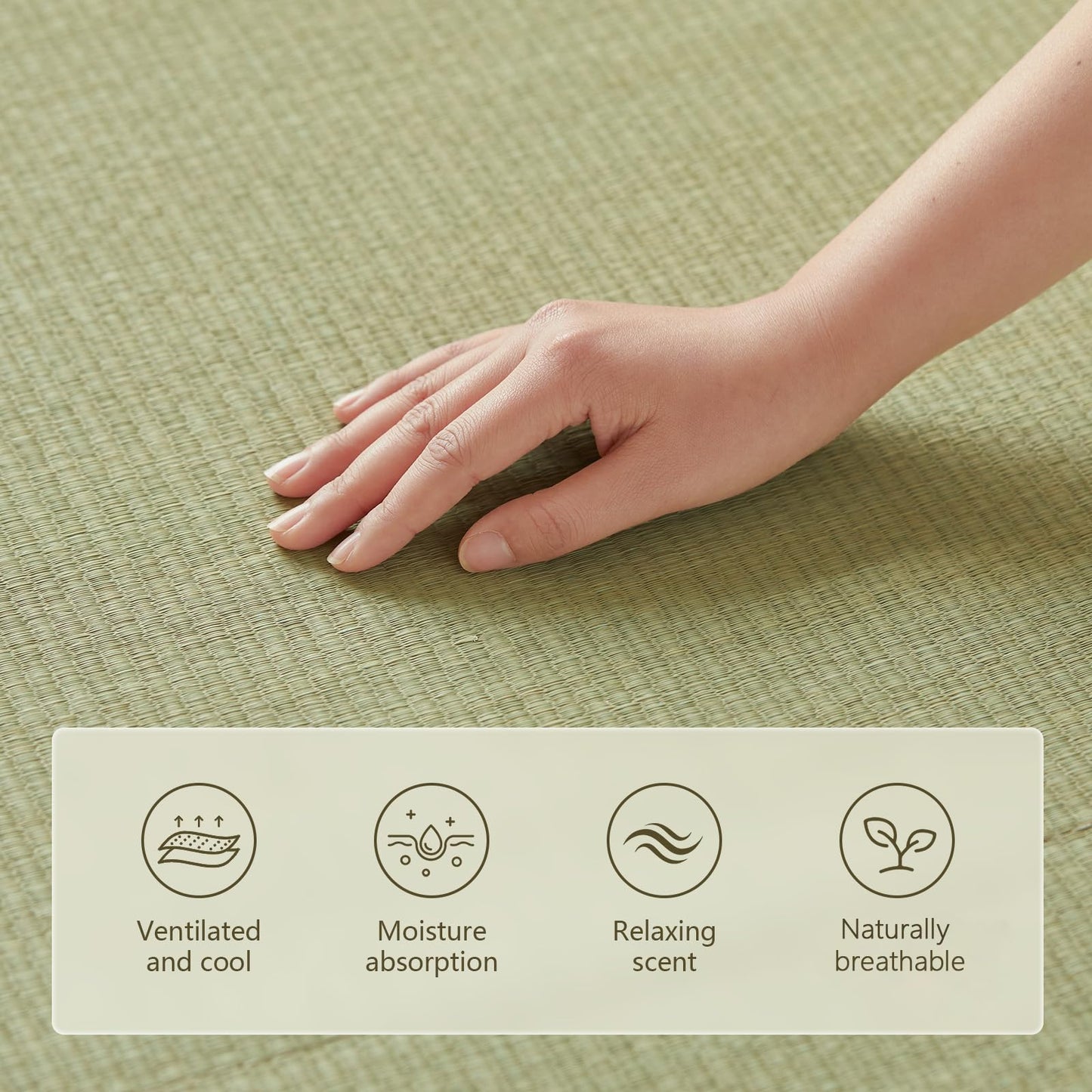 HAGiHARA Japanese Traditional Tatami Mat,35.4"x78.7"x1.2" Foldable Floor Mattress, Japanese Rush Grass Tatami Floor Mat for Meditation, Yoga,Sleeping or Summer Use