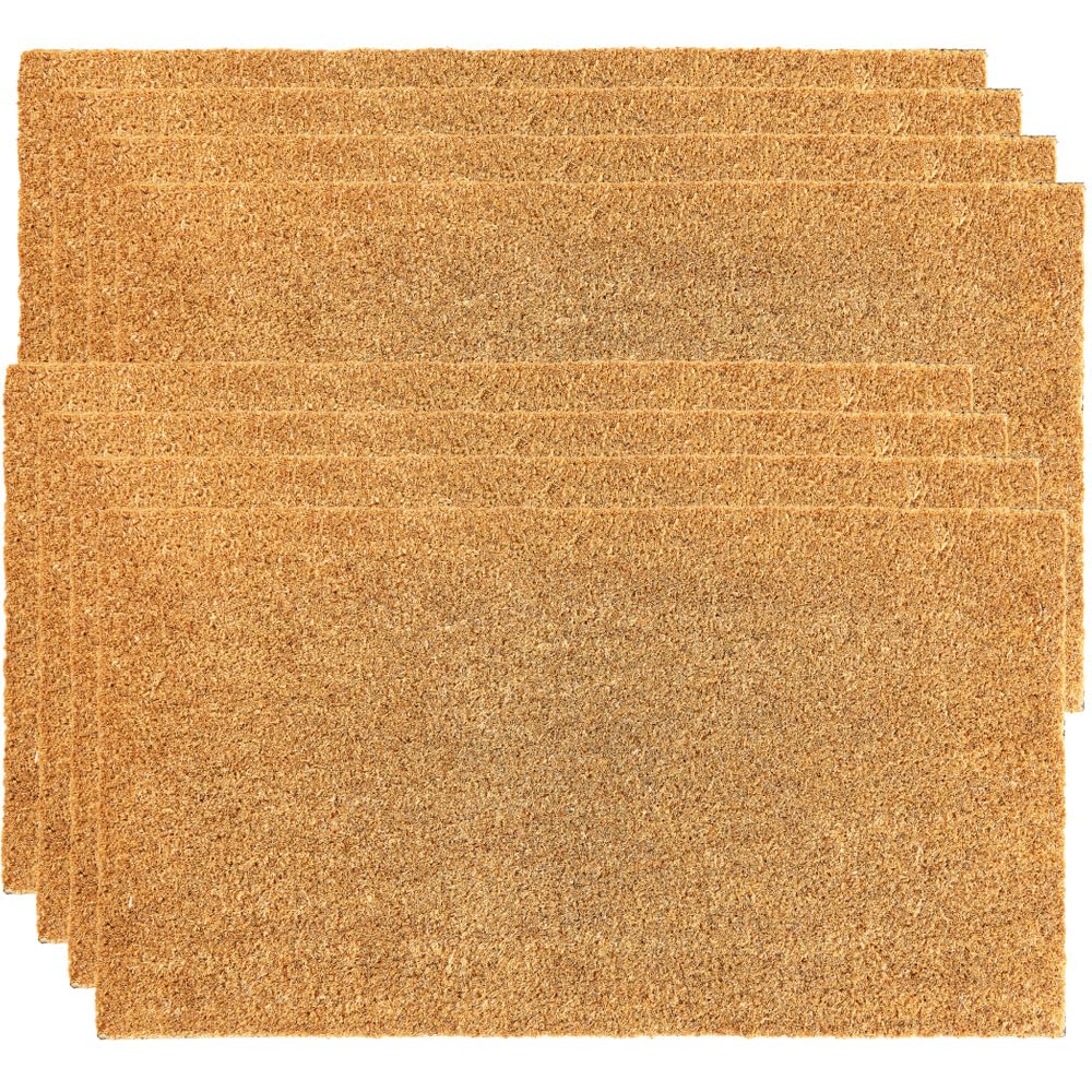 KANKUN Coco Coir Door Mat with Heavy Duty Backing, Welcome Doormat (17" x 30"), Doormat Entrance (Plain - 8Pack)