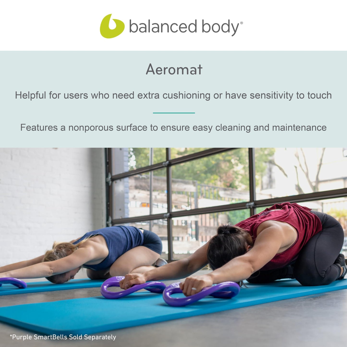 Balanced Body Aeromat Pilates and Yoga Mat for Floor Exercise, Extra-Thick Floor Workout Mat for Pilates or Yoga Exercises and Workouts, Studio or Home Gym Mat, Blue