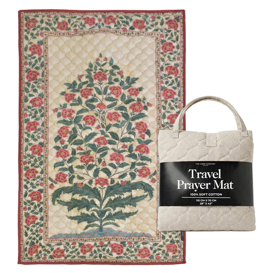 TLC NY Prayer Mat for Men & Women – Thick Padded Foldable Travel Prayer Rug, Portable & Machine Washable, Modern Design for Home, Office & Mosque Use – Ideal Ramadan & Hajj Gift, Crimson