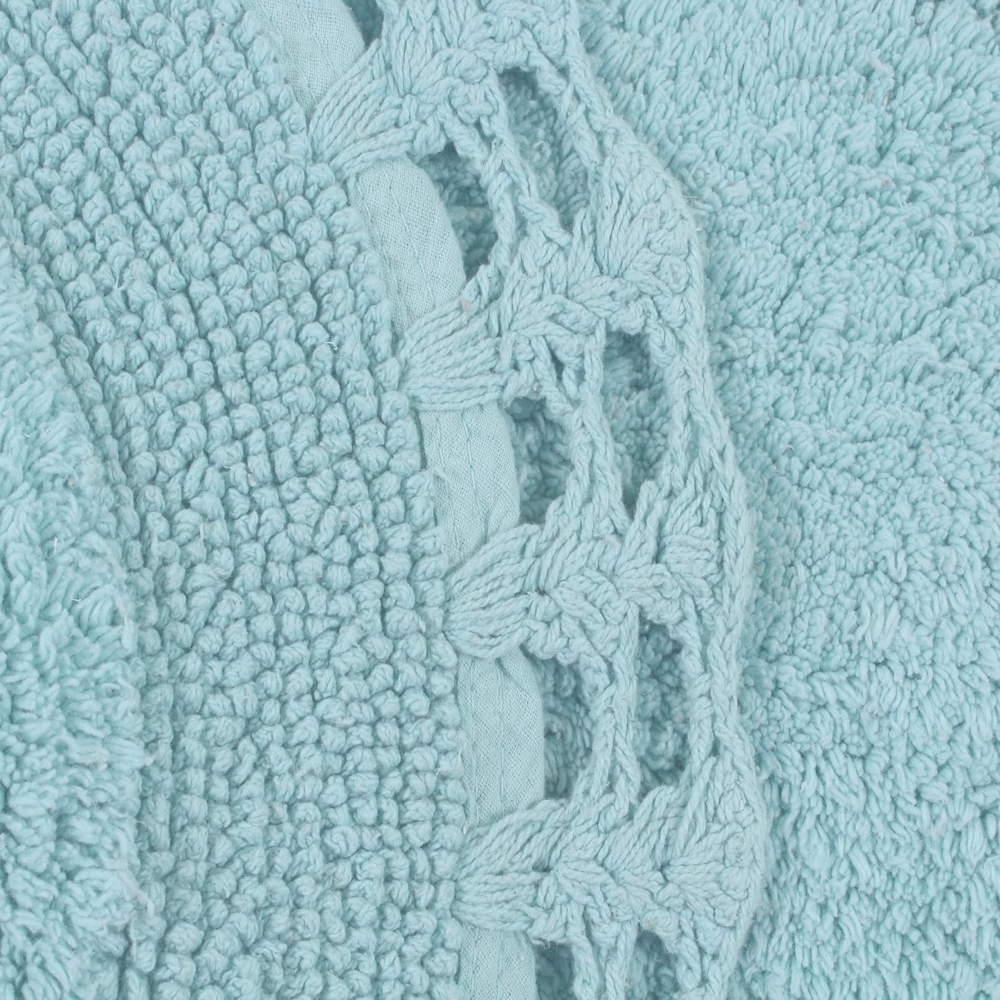 Home Weavers Hampton Crochet Reversible Bathmat 100% Cotton Bathroom Rug, Machine Washable Rug, Extra Soft and Absorbent Bath Rug, Kitchen Mat, 21"x54" Runner, Aqua