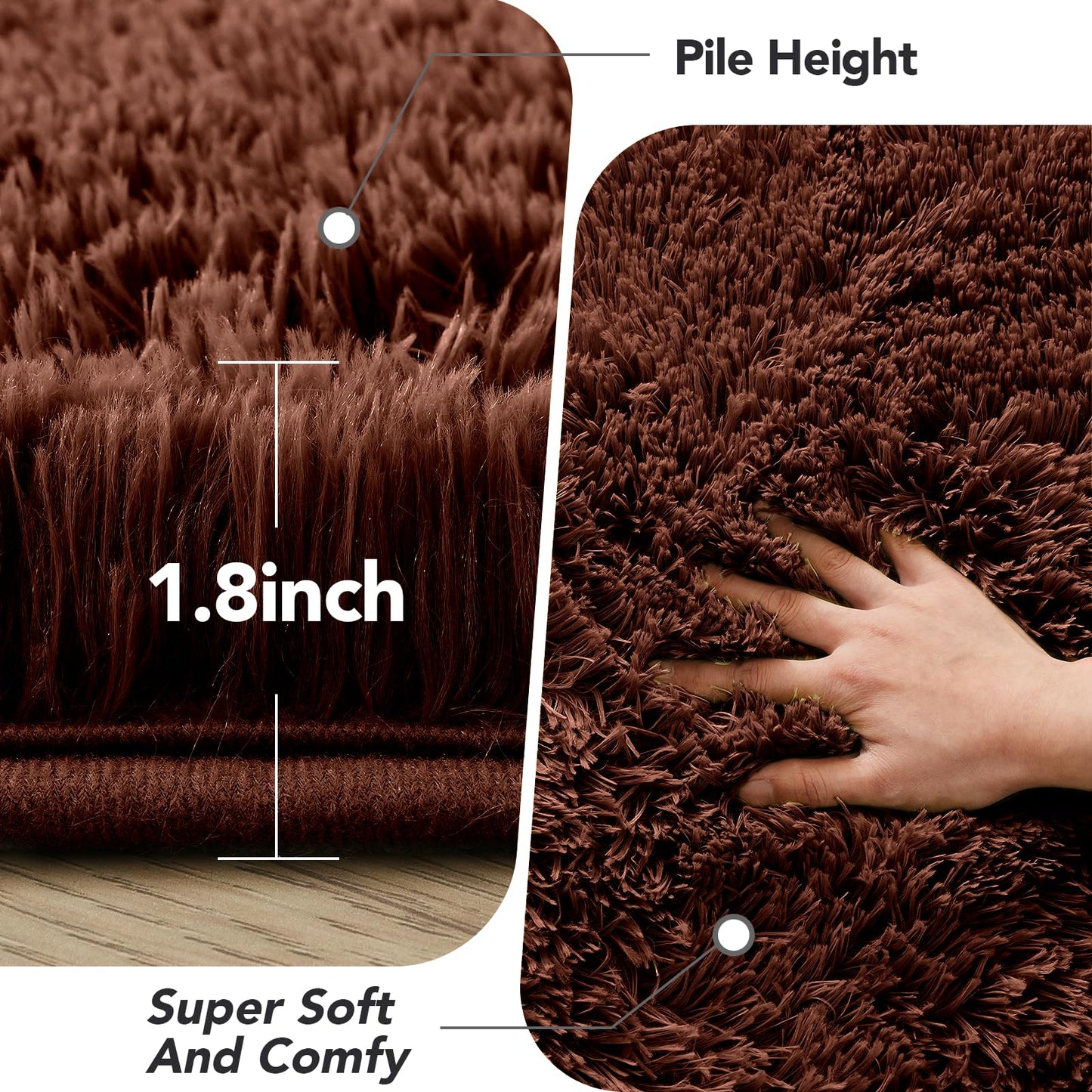 Fluffy Brown Bedroom Area Rug: Ultra Fluffy Non-Slip Floor Carpet for Bedroom Living Room Nursery Playroom, Soft Shaggy Rug Home Decor (Brown 5x7 Feet)
