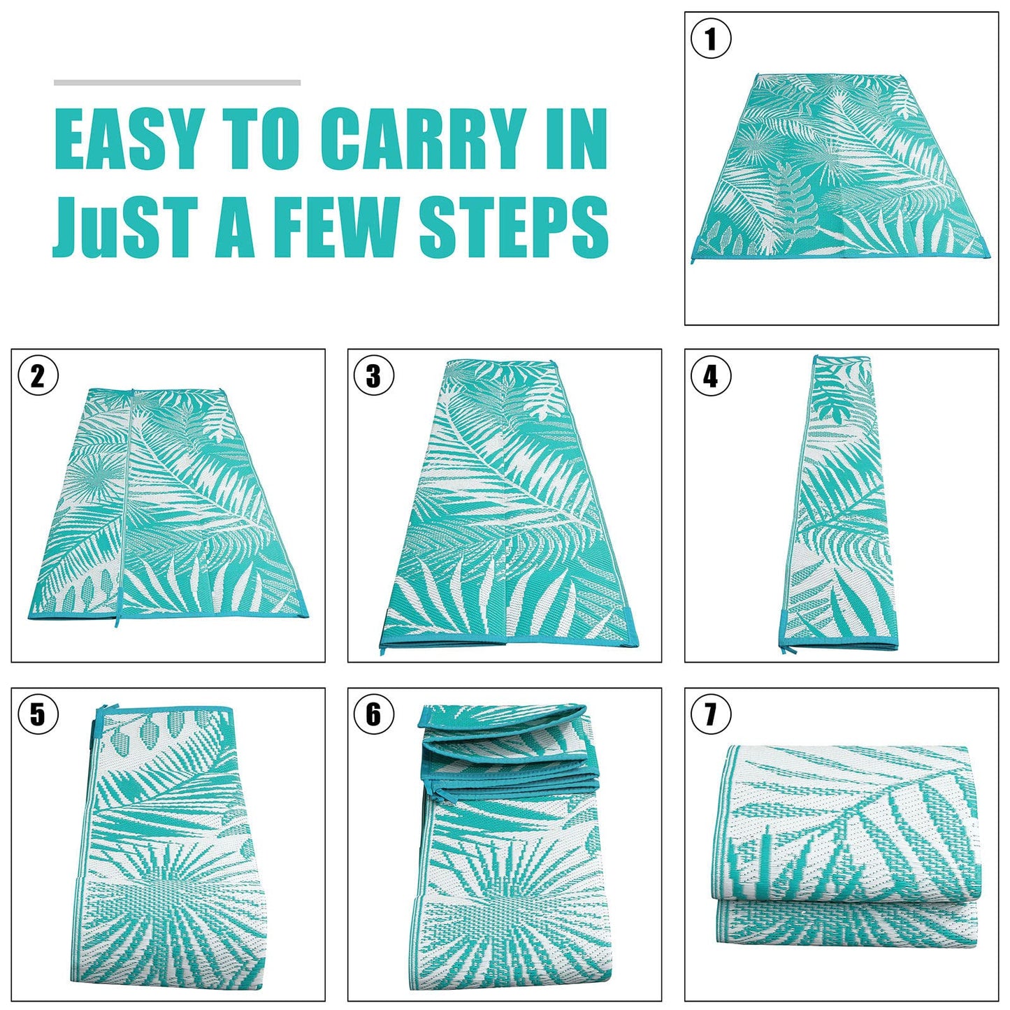 HiiARug Outdoor Rug 5x7 ft, Reversible Waterproof Plastic Straw Patio Rugs, RV Mat for Outside Quick Dry Carpet for Deck Porch Poolside Beach Camper Backyard