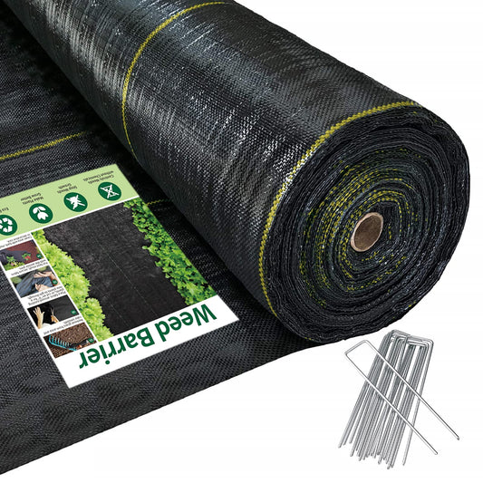 Sunocity 4ft x300ft Black Weed Barrier 3.5oz Landscape Premium Fabric-Heavy Duty Woven Ground Cloth with Superior Permeability Weed Control Convenient Design