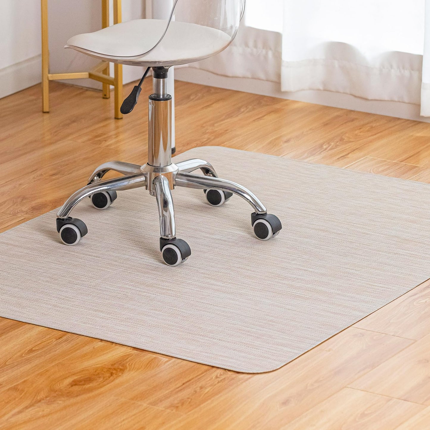 Baroyal Office Chair Mat for Hardwood Floor Under Desk Computer Rolling Chair Mat for Wood/Tile Floor Non-Slip Heavy Duty Desk Rug PVC Plastic Hard Floor Protector 36" x 48" (Parchment)