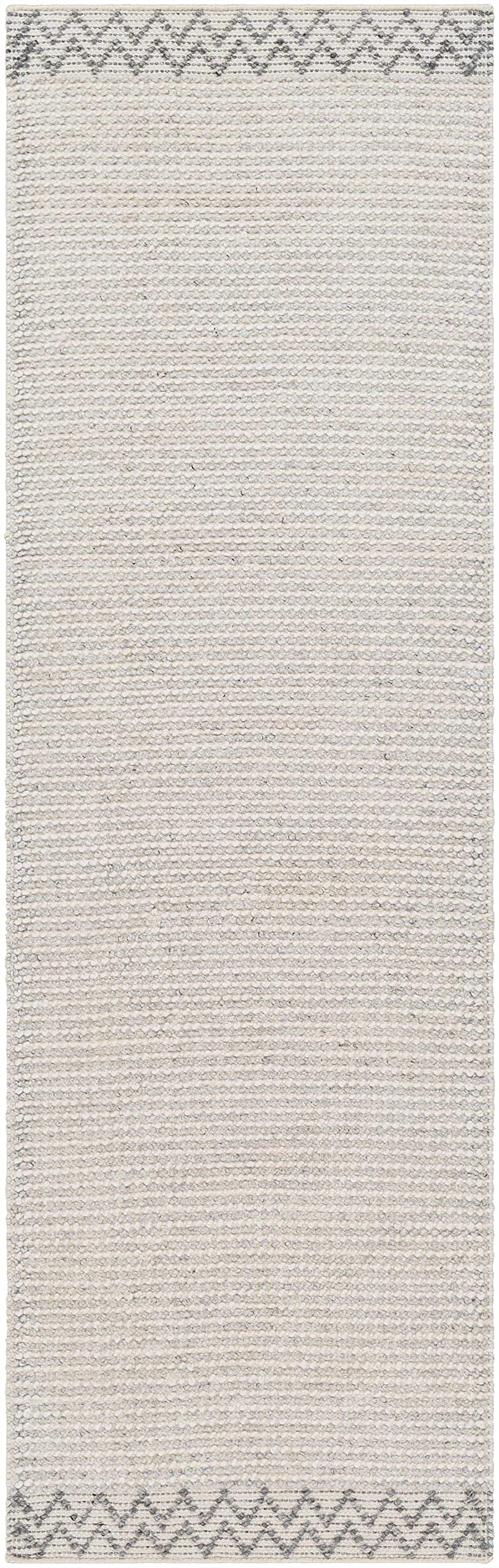 Hauteloom Fadia Recycled Material Area Rug - Border Chevron Zig Zag Plain - Contemporary Modern Minimalist Farmhouse Scandinavian - Light Gray, Cloud Gray, Eggplant, Cream, Beige - 2' x 3'