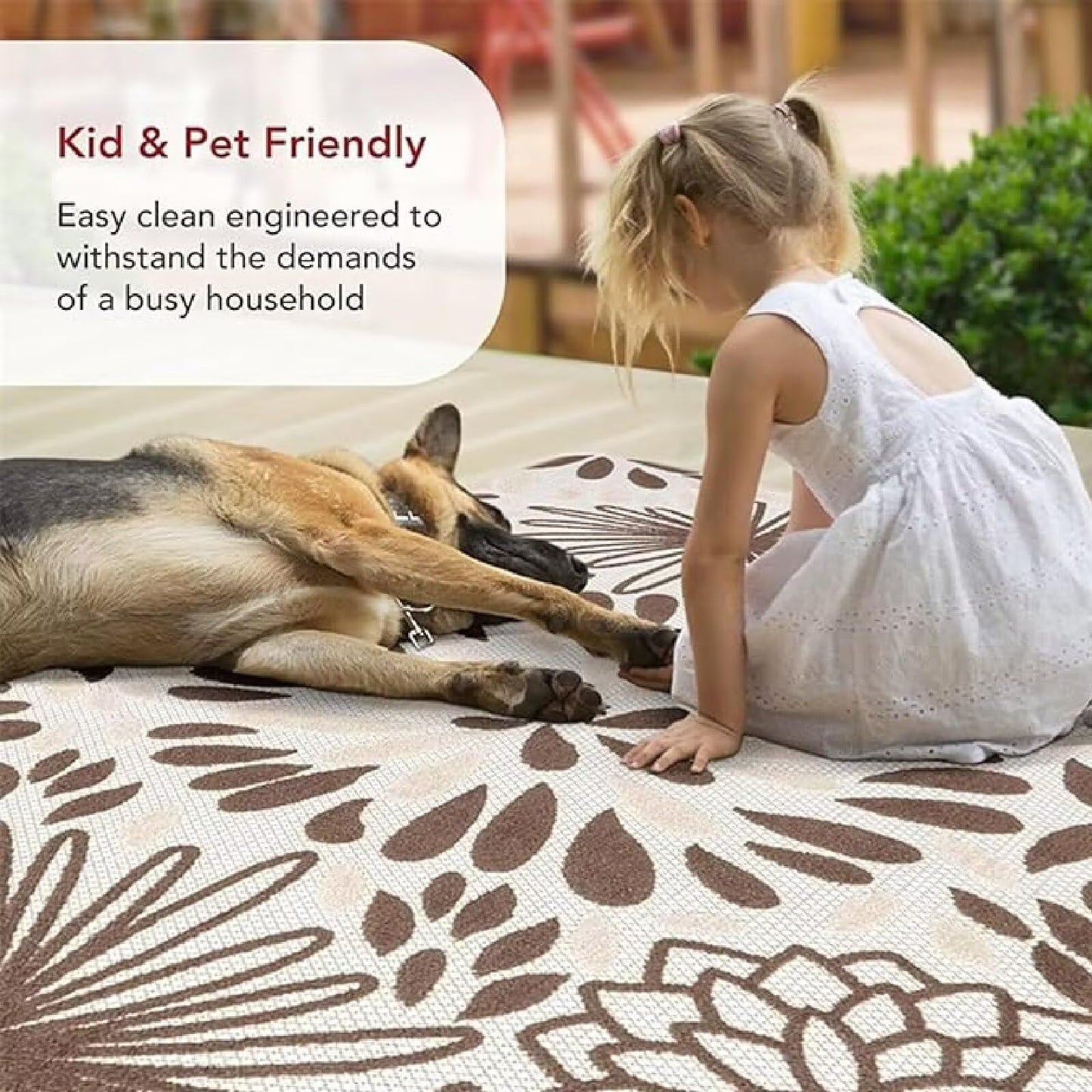 Outdoor Rug Patio Rug, Crystal Velvet Fabric Outside Carpet Thickened Wear-Resistant and Washable Picnic Rug Mat 160x230cm