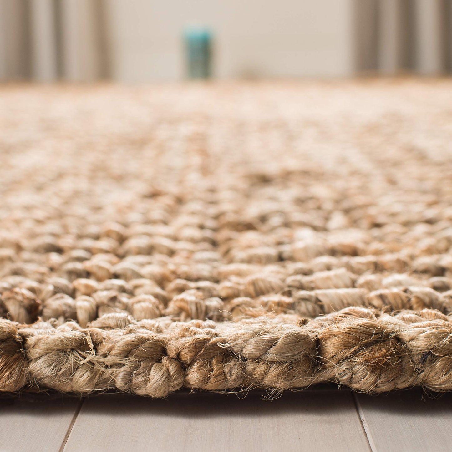 SAFAVIEH Natural Fiber Collection Area Rug - 5' x 7'6", Natural Brown, Handmade Jute, Farmhouse Style, Chunky Textured Thick Pile (NF447A)