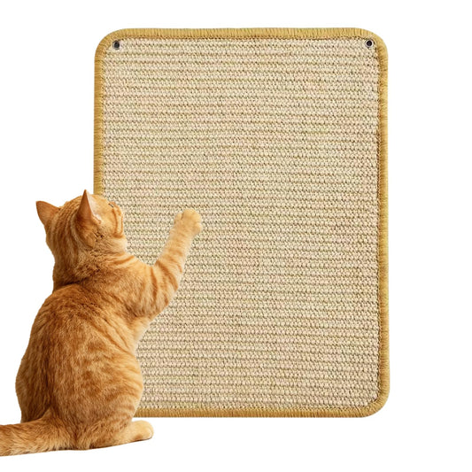 READY TO PETS Cat Scratching Mat Natural Sisal Rope, 16"x20" Large Sisal Rope Scratching Pad for Indoor Cats with Sticky Hook & Loop Tape, Cat Scratch Rug Wall Mounted or Floor Carpet Protector