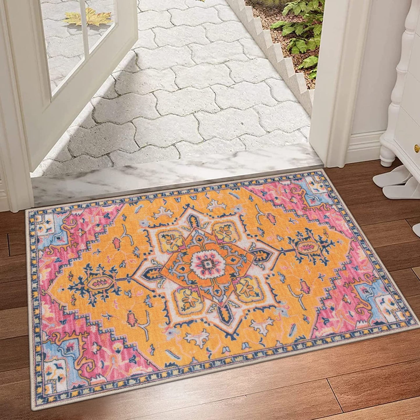 Collive Washable Indoor Door mat, Non Slip Retro Floor Mat 20" x 32" Doormat Quick Absorbent Entrance Rug Distressed Front Door Mat, Welcome Mats Entryway Rug Doormats for Kitchen Home Patio