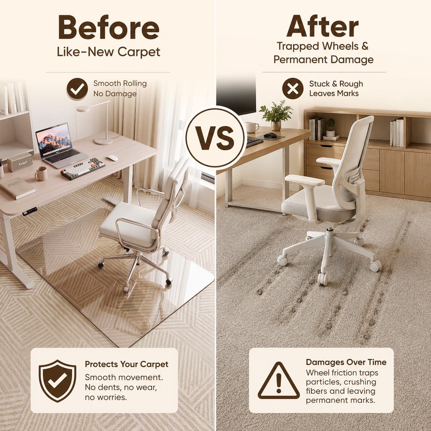 Antok Tempered Glass Chair Mat, 32"x48" Office Chair Mat for Carpet & Hardwood Floors, Heavy Duty 0.2" Desk Chair Mat for Smooth Rolling at Home or Office