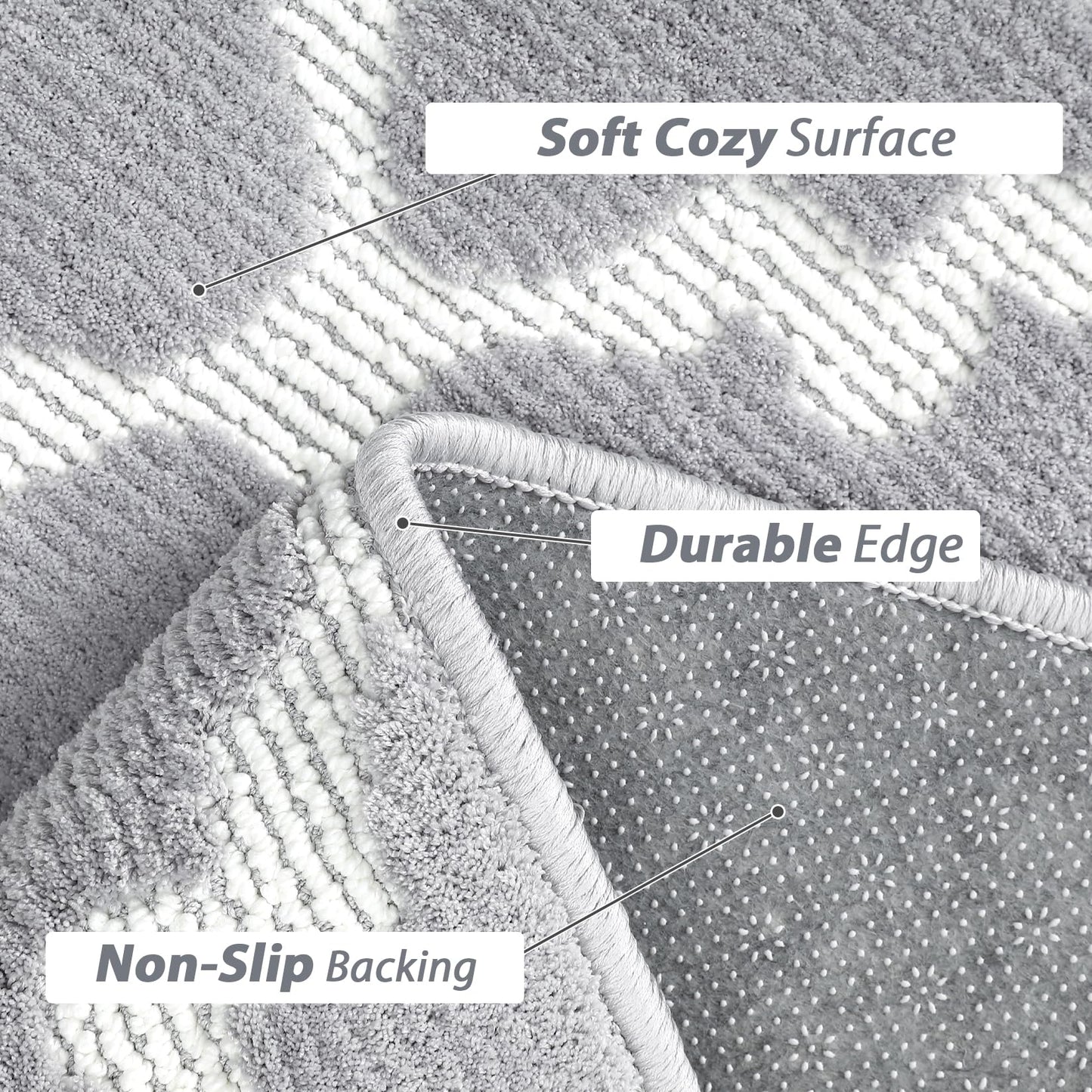 dainslef Living Room Rug 4x6 Shaggy Textured Rugs Indoor Soft Modern Trellis Throw Rugs Non-Shedding Non Slip Accent Rug Diamond Lattice Floor Carpet for Bedroom Nursery Kids Room Home Office Grey