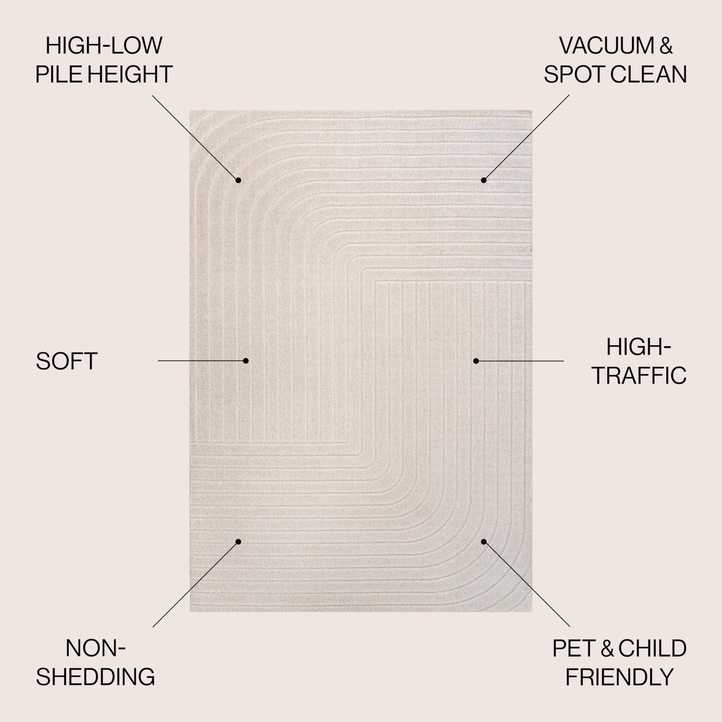 JONATHAN Y Odense High-Low Angle Ivory/Cream Indoor/Outdoor Area Rug, 8x10, Modern, Contemporary, Geometric, Bohemian, Bedroom, Kitchen, Living Room, Non Shedding (SCN101A-8)