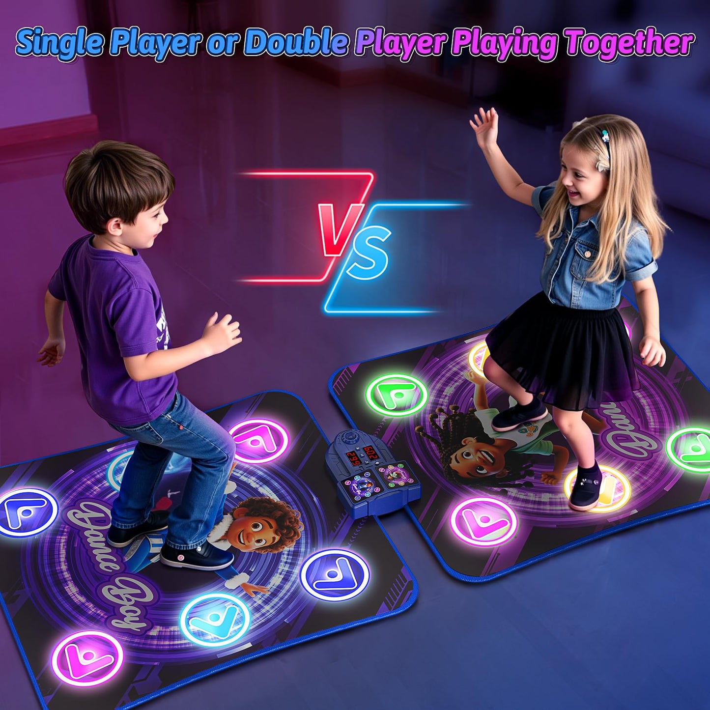 Dance Mat Toys for 3-12 Year Old Kids,Kids Dance Mat with Light Up 12-Buttons & 5 Game Modes,Double Player Dance Pad for Girls Boys, Birthday Xmas Gifts for 3 4 5 6 7 8 9 10+ Year Old Girls Boys