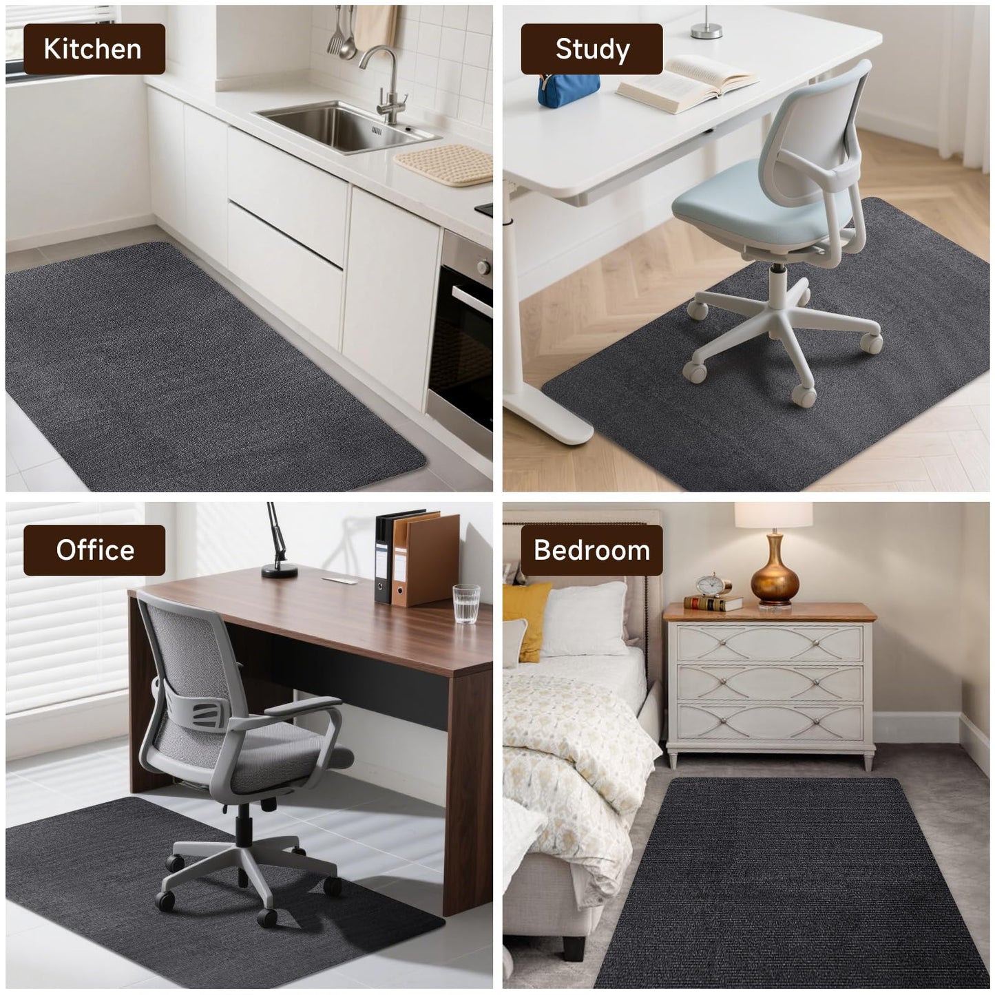 SHAREWIN Office Chair Mat for Hardwood Floor & Tiles, 55"*35" Desk Computer Floor Mats, Large Anti-Slip Hard Floor Protector for Rolling Chairs, Dark Gray