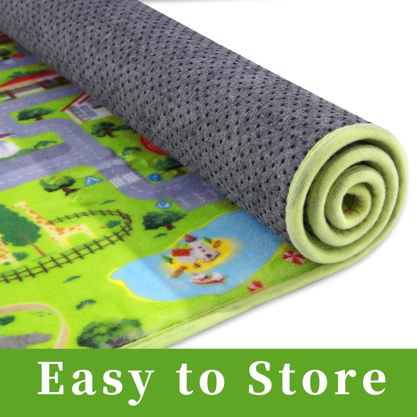 GarveeHome Kids Carpet 3x5 City Play Mat Road Cars Nursery Rug Ultra Soft Learning Play Game Area Rug Children's Educational Rug Non-Slip Traffic Classroom Rugs for Toddler Bedroom Playroom, Gray