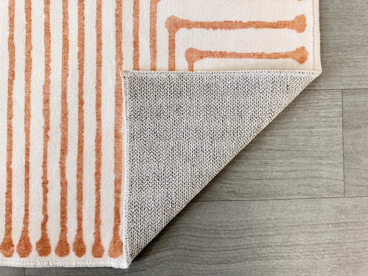 GLN Rugs Contemporary - Claros - Machine Washable Area Rug, Modern Washable, Non Slip, Low Pile Area Rug, Living Room, Bedroom, Kitchen Rug - Easy Clean (8' x 10' Orange Beige)