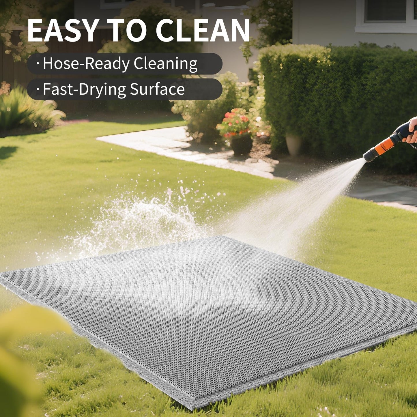 QiCaiJia Front Door Mat 20''x31'', Drainage Heavy Duty Dirt Trapping Non-Slip Doormats, Outdoor Rubber Floor Mats, Restaurant Commercial Kitchen Industral Pool Entrance Bar Wet Area, Grey