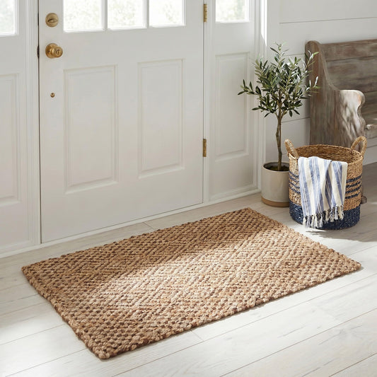 SAFAVIEH Natural Fiber Collection Accent Rug - 2'3" x 4', Natural & Brown, Handmade Boho Farmhouse Fringe Jute, Ideal for High Traffic Areas in Entryway, Living Room, Bedroom (NF183A)