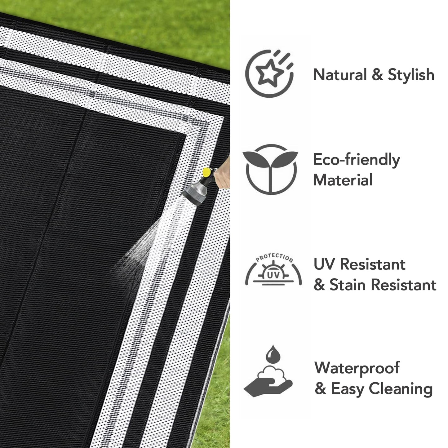 Garvee 9x12 Outdoor Rug for Patio Plastic Straw Rug Waterproof Reversible Mat Lightweight Foldable Carpet Easy Clean Large Rugs for Patio Porch Backyard Camping RV Beach Balcony Deck Panel White