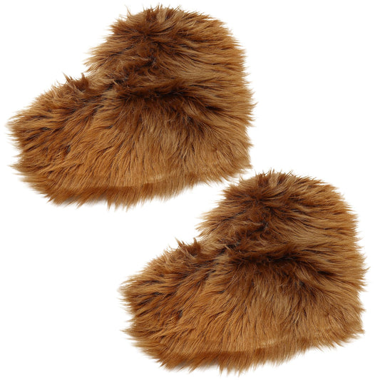 Luomorgo 2 Pcs Heart Shaped Faux Fur Rugs Small - 12x16 Inch Fluffy Plush Area Carpets for Locker, Tabletop & Nail Art Photography, Jewelry Photo Props Background (Brown)