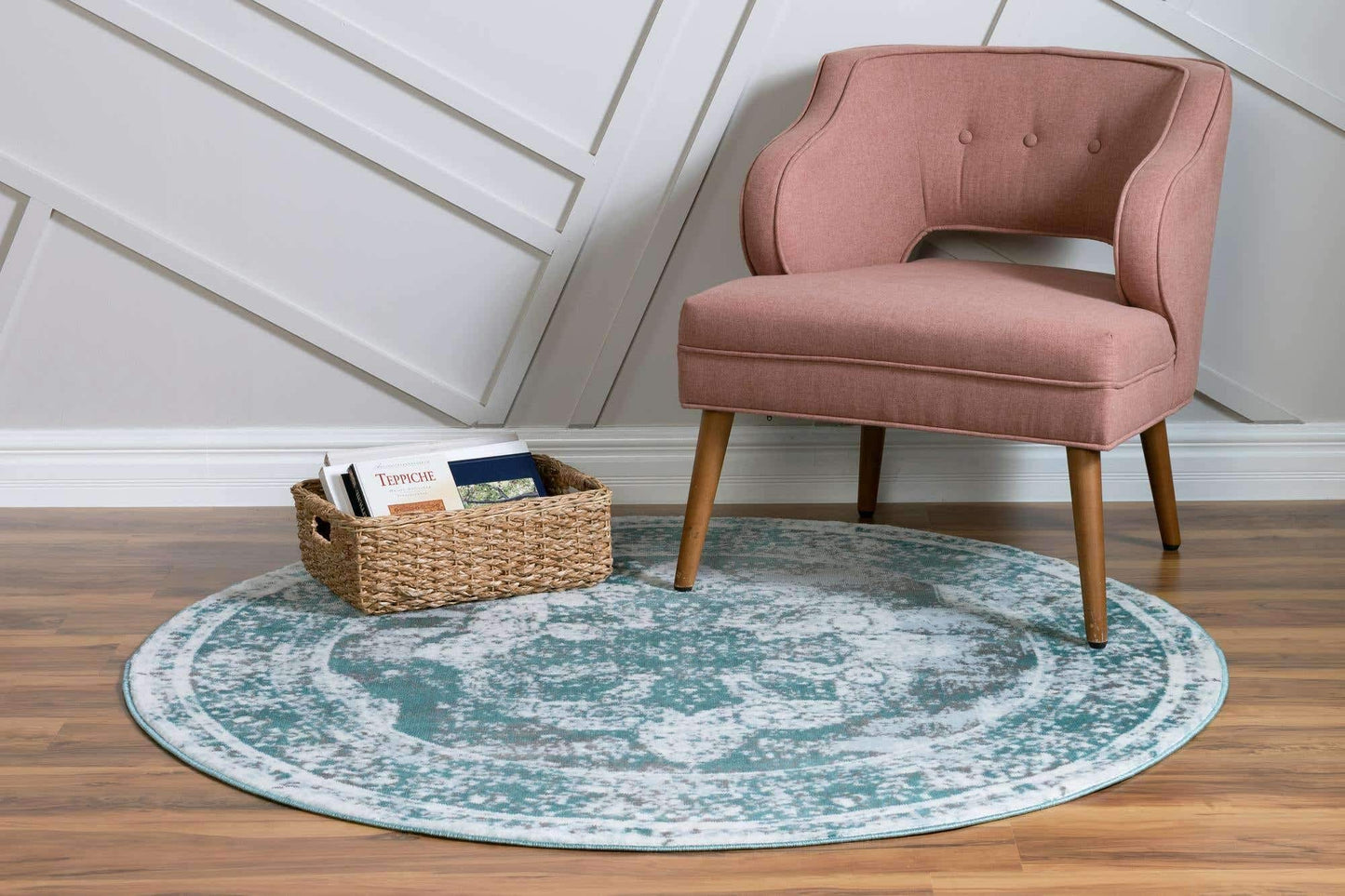 Unique Loom Sofia Collection Area Rug - Salle Garnier (5' 3" Round, Turquoise/ Blue)