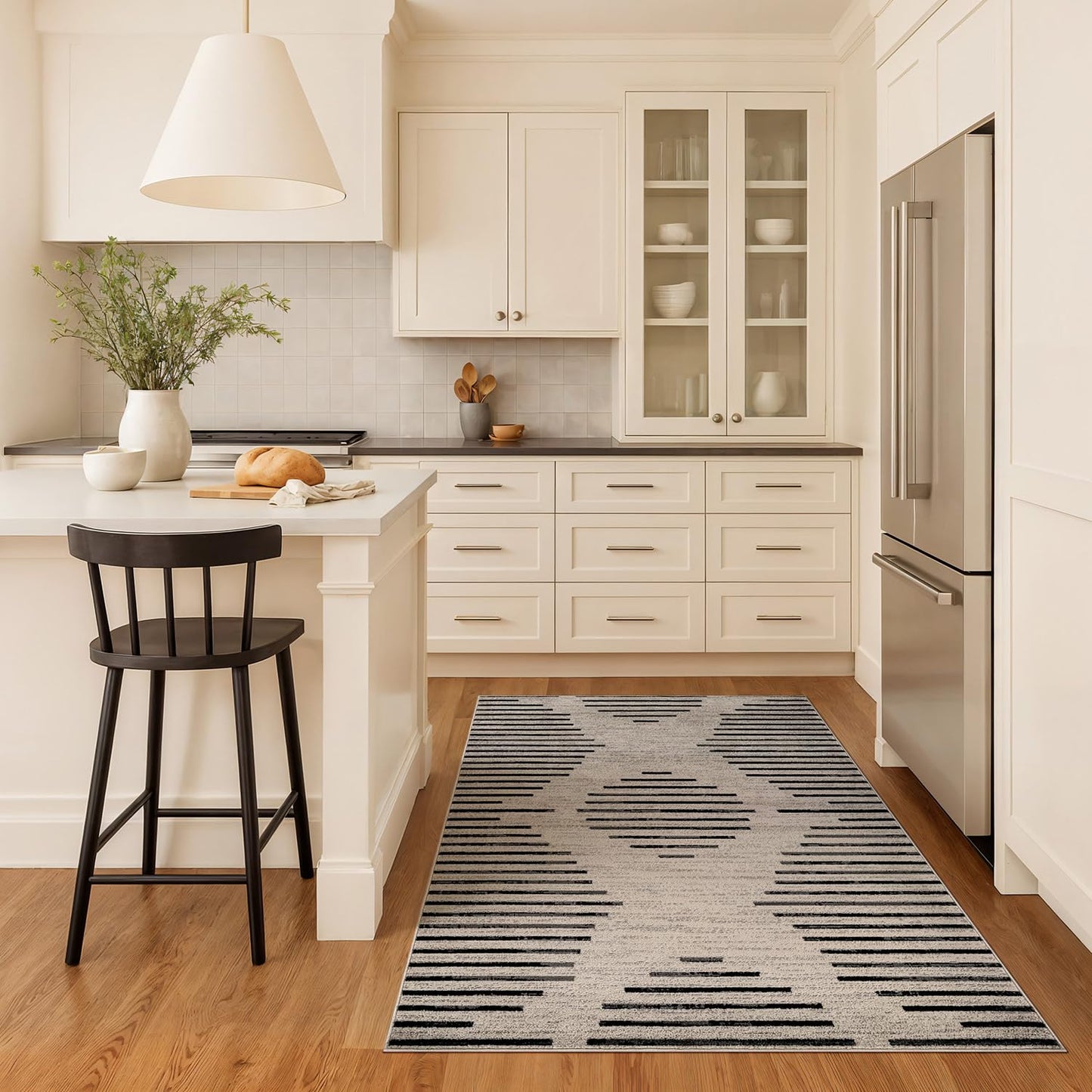 Rugshop Contemporary Abstract Indoor Area Rug for Entryway,Bedroom,Kitchen Rug Low Pile Rug with Jute Backing 4' x 6' Cream