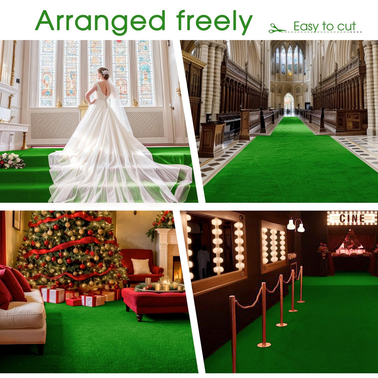 Green Carpet Runner for Party,140GSM 2.62FTx15FT Carpet Party Decorations,Green Runway Rug for Prom Felt Non-Woven Fabric,Runner for Wedding Ceremony