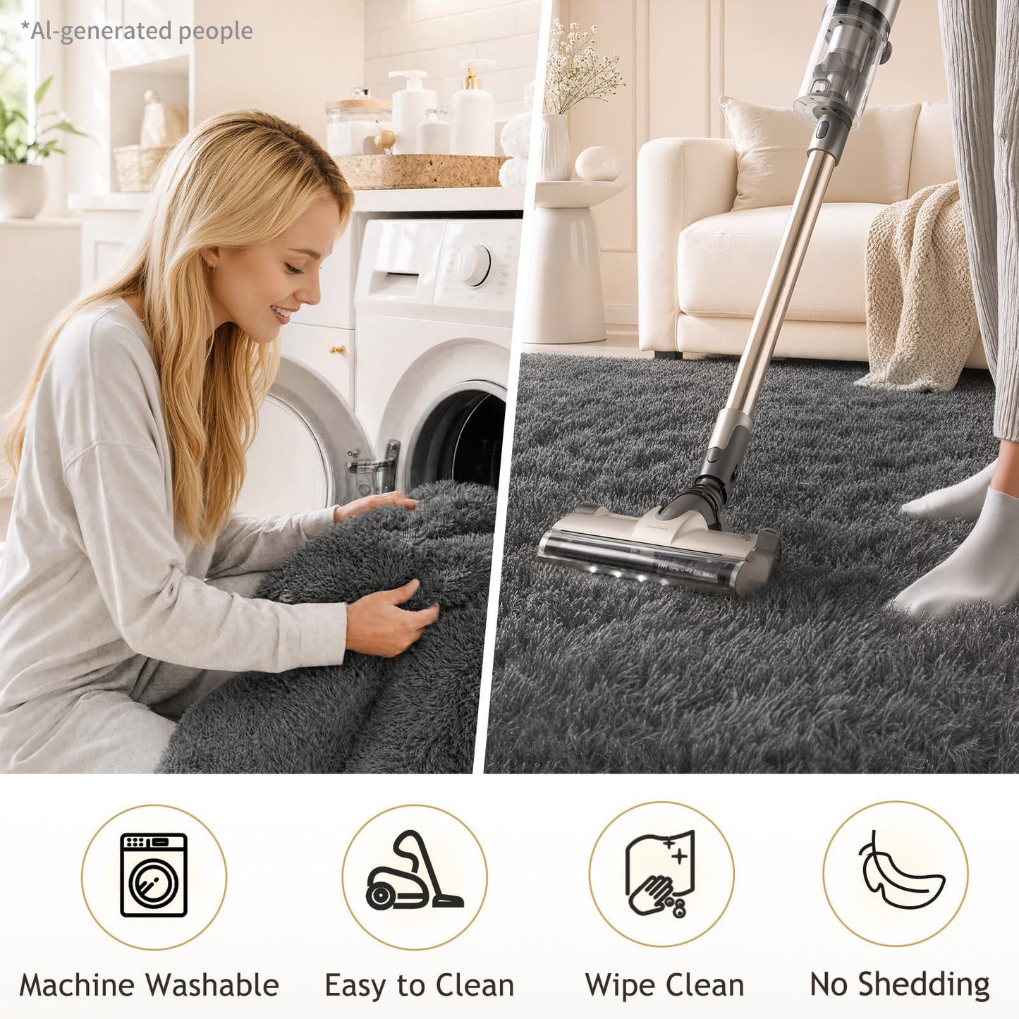 Ophanie Small Rug Upgrade Non Slip Throw Bedside Area Rugs, Fluffy Soft Grey Mini Bedroom Carpet, Affordable Door Entryway Indoor Inside Front Entrance Dog 2x3 Mat, Home Decor Aesthetic, Nursery