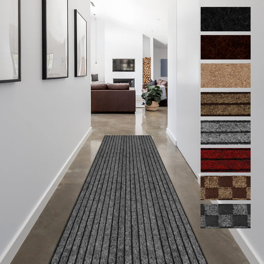 FREADEM Runner Rugs for Hallways, 2FT x 6FT Non Slip Kitchen Area Rug Entryway Runner Laundry Room Rug, 2-82 FT Indoor Outdoor Carpet Runners with Rubber Backing, Grey Stripe