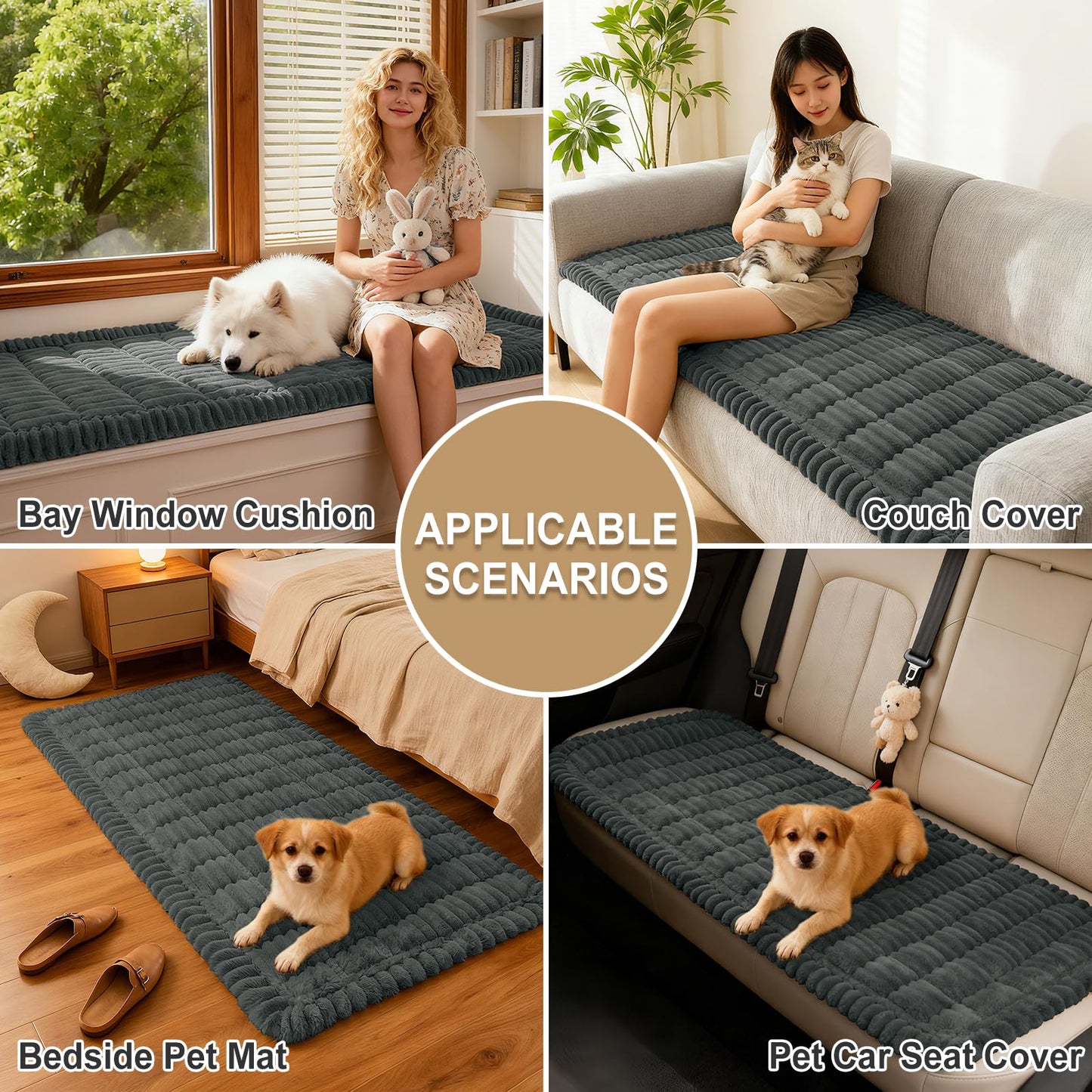 hyha Couch Cover for Dogs Washable, Non Slip Thick Flannel Sofa Protector, Pet Friendly Plush Furniture Cover for Sectional Sofa & Loveseat (Dark Grey, 27.6" x 59")