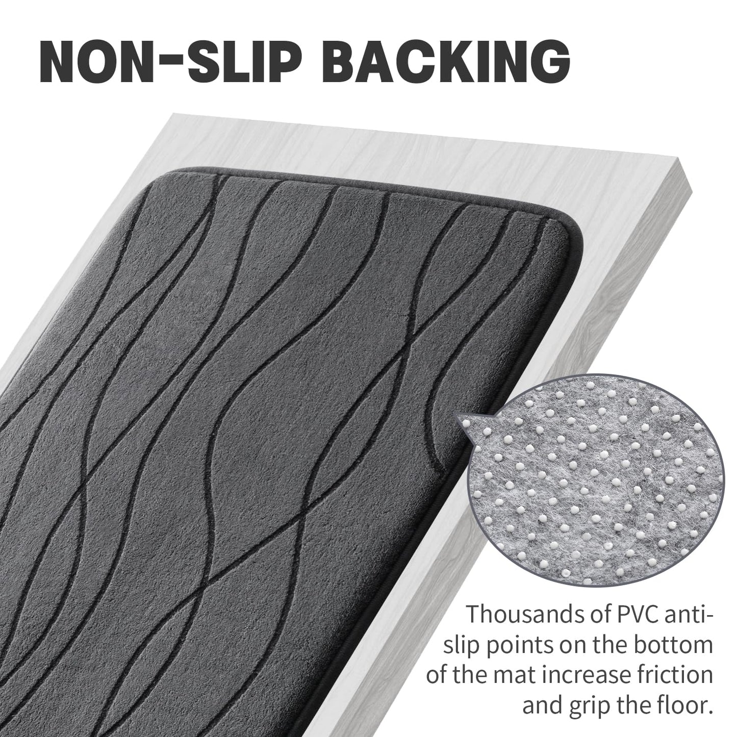 YIHOUSE Memory Foam Bathroom Rugs Sets, Dark Grey, 5 Piece