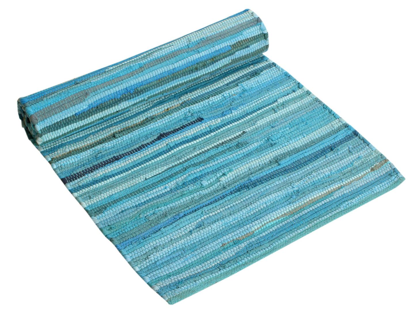 VEVARA HOMES Handmade Cotton Chindi Rug Area Rag Washable Recycled Rugs for Home Décor, Living Room and Bedroom (Teal, 3X5 Feet)