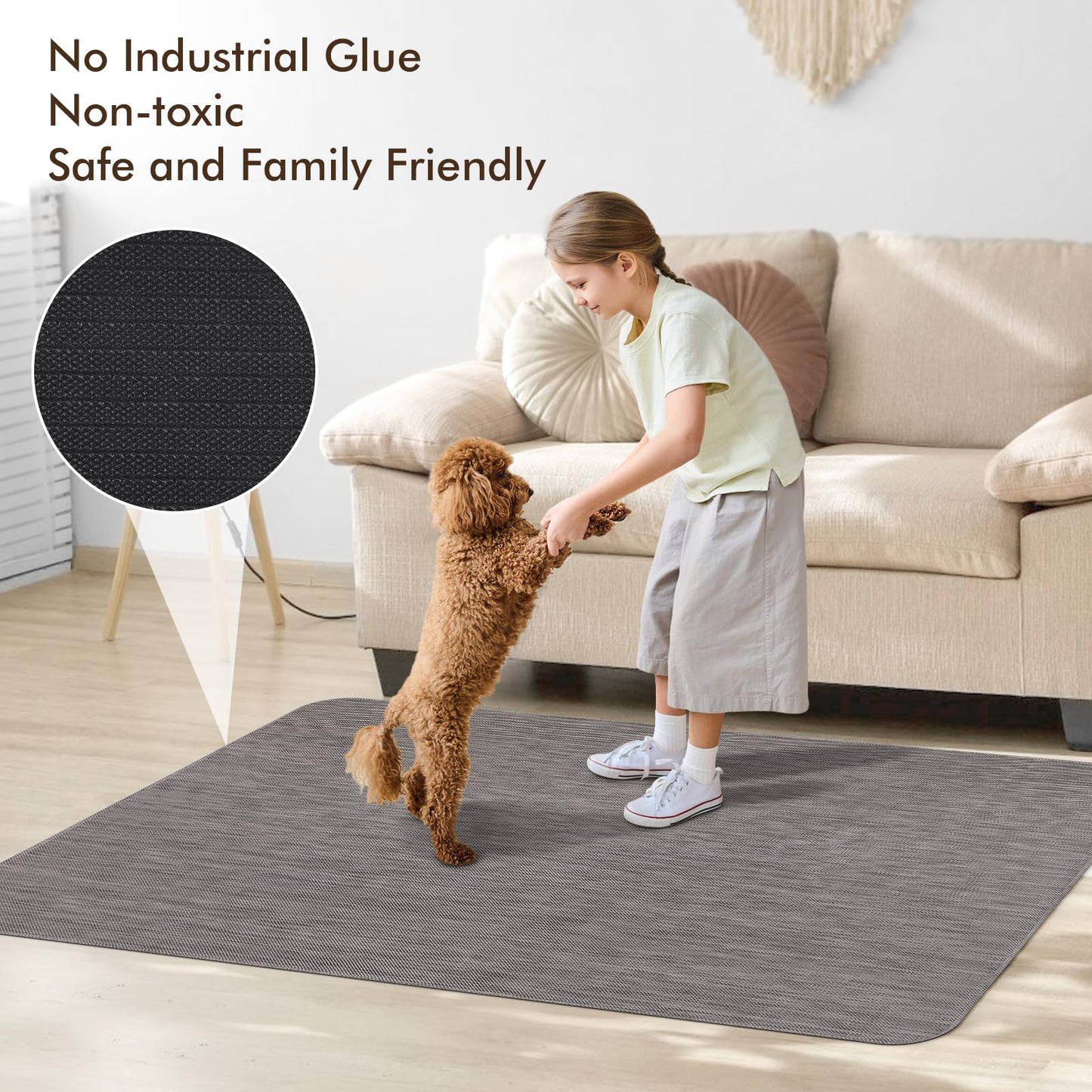 Blvornl Office Chair Mat for Hardwood Floor, 45"x 53" Desk Chair Mat for Hard Wood and Tile Floor, Large Anti-Slip Hard Floor Protector Rolling Chair Mat, PVC Mat Desk Rug for Office Home, Dark Grey