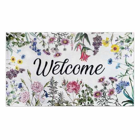flippana Spring Summer Door Mat for Front Door Floral Welcome Doormat Non-Slip Washable Spring Outdoor Mat Entry Rug for Indoor Outdoor Home Spring Decorations 17 x 30 Inch (Spring 05, 17"x30")
