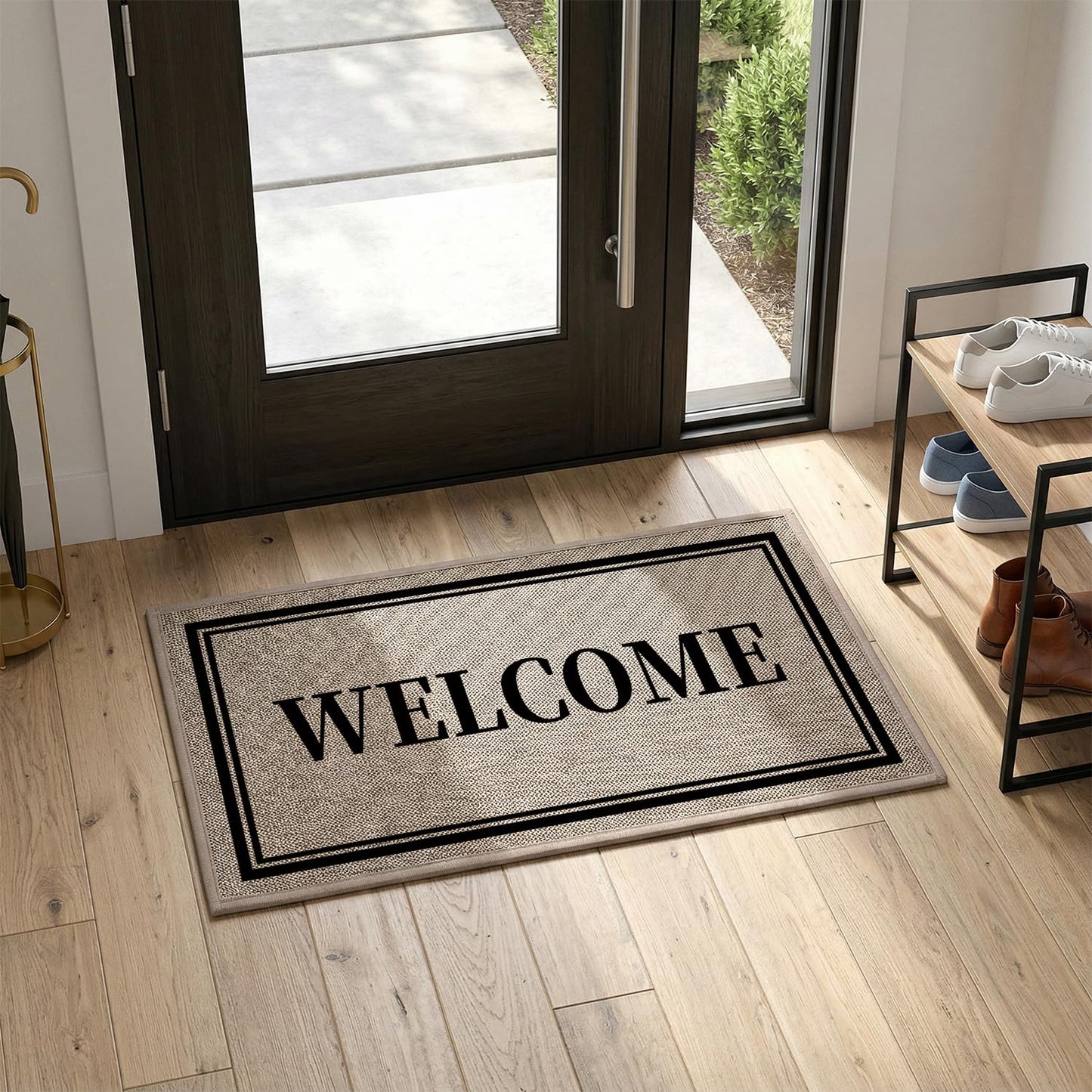 Artoid Mode Welcome Washable Doormat, Seasonal Decor Non Slip Low-Profile Absorbent Natural Rubber Back Door Mat 17x29 Inch
