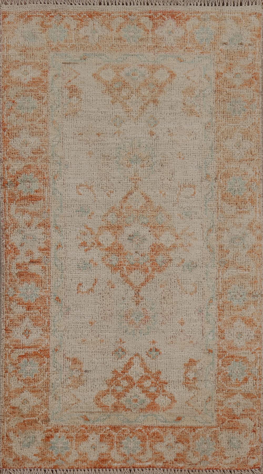 Rug Source Transitional Collection, 2x4 Oushak Rug, Hand Knotted Beige & Ivories Medallion Rug, Oriental 100% Wool Carpet for Foyer, Entryway and Hallway
